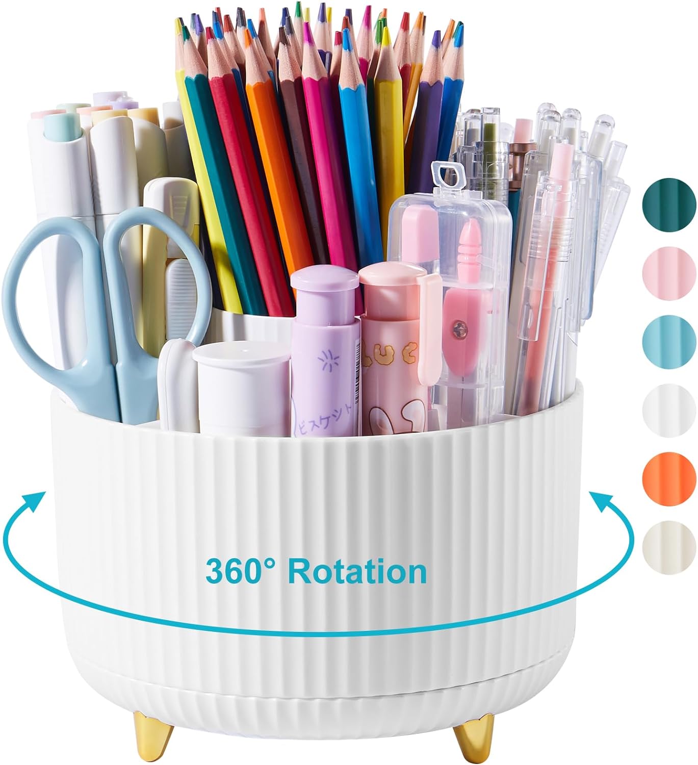 Desk Pencil Pen Holder, Rotating Desk Pen Organizers for Desk, Desktop Storage, Stationery Supplies for Office, School, Home -5 Slots Desk Pencil Pen Holder, Rotating Desk Pen Organizers for Desk, Desktop Storage, Stationery Supplies for Office, School, Home -5 Slots